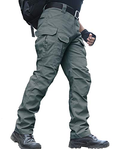 zuoxiangru Pantalones Resistentes al Agua para Hombres Pantalones de Trabajo de Carga Militar de Combate táctico de Ajuste Relajado con Bolsillo múltiple (#56 Gris Verde, Tag XL)