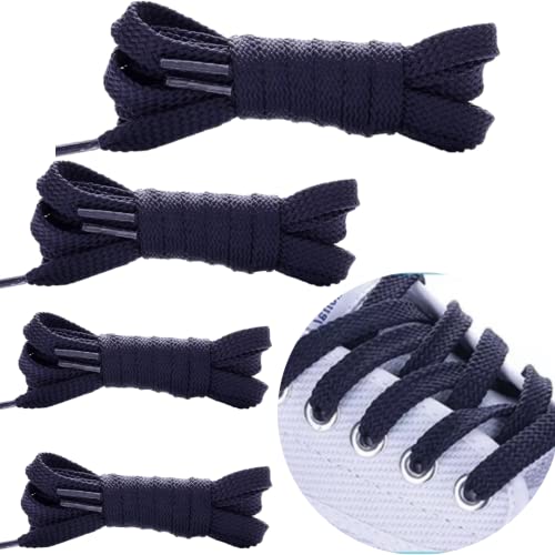 Nakloe - 4 Pares - Cordones Zapatillas - Cordones Zapatillas Deporte - Cordones Blancos - Cordones Zapatillas - Cordones Zapatos - Cordones Blancos Zapatillas - Cordones Zapatos Negro (90 cm, Negra)