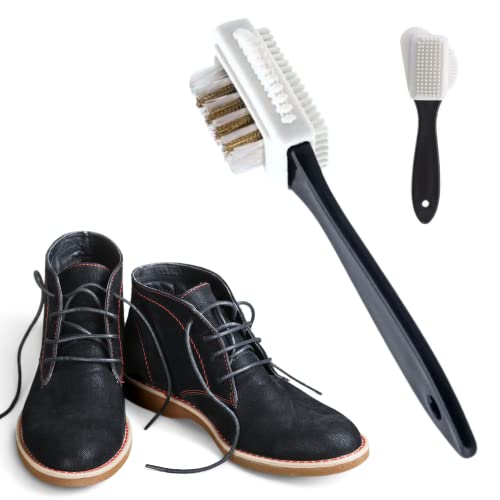 Cepillo limpiador de calzado de 4 caras útil para distintos materiales como botas de piel, zapatos de nobuk e incluso bolsas y chaquetas de ante