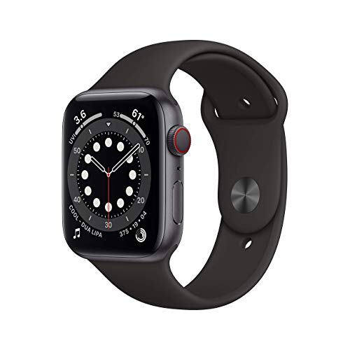 Apple Watch Series 6 GPS + Cellular, 44 mm Caja de Aluminio Gris Espacial con Correa Deportiva Negra (Reacondicionado)