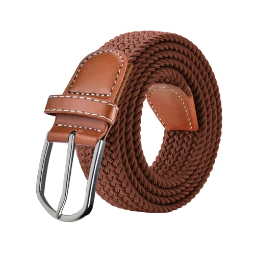 SWAUSWAUK Cinturón Elástico para Hombres y Mujeres - Cinturón Elástico Cómodo Trenzado Unisex para Jeans Pantalones Cortos Pantalones Casuales de Negocios (Marrón)