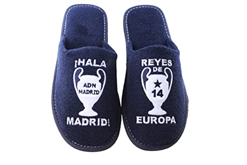 Zapatillas Casa Hala Madrid para Hombre y niño Color: Marino Toalla. Talla: 45 Equipo de fubol Madrid. Campeones de Europa. 14 Champions. Fabricadas en España.