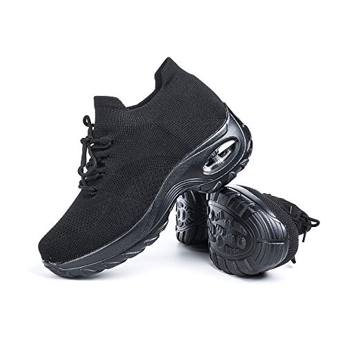 Zapatillas Deportivas de Mujer Zapatos Running Fitness Gym Outdoor Sneaker Casual Mesh Transpirable Comodas Calzado Negro Talla 40