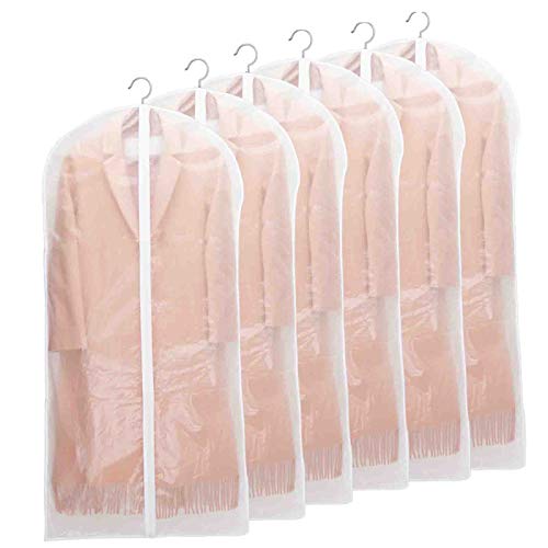 Niviy - Juego de 6 fundas semitransparente para ropa de 60 x 140 cm, tejido transpirable para almacenamiento de trajes, vestidos, abrigos, americanas, camisas, vestidos de noche