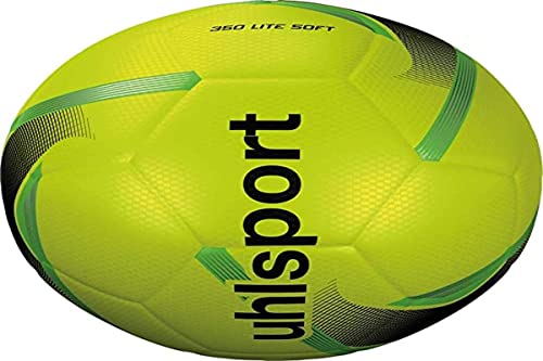 uhlsport 350 Lite Soft Balón fútbol, Juventud Unisex, Fluo Yellow/Black/Fluo Gris, 5