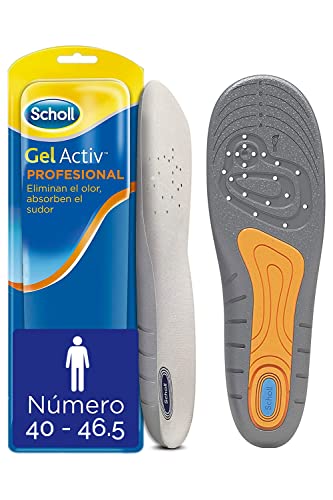 Scholl Plantillas Gel Activ Profesional para hombre, para calzado trabajo, absorción de impactos y amortiguación, talla 40 - 46.5, 1 par (2 plantillas)