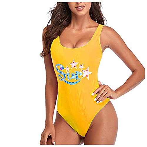 OIUHJN Trajes de baño brasileños flexiones mujeres trajes de baño vendaje Bandeau bikini conjunto trajes de baño traje de baño embarazo percha, amarillo, M