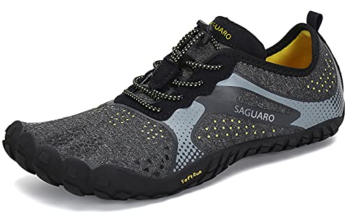 SAGUARO Barefoot Zapatos de Trail Running Hombre Mujer Minimalistas Escarpines Zapatillas de Deportes Acuáticos Secado Rápido para Exterior Interior, Negro 46