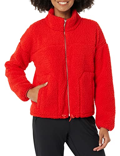 Amazon Essentials Chaqueta Sherpa Mujer, Rojo Amapola, XL