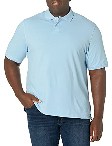 Amazon Essentials Polo en piqué de algodón con Corte Regular (Disponible en Talla Grandes y Largos Especiales) Hombre, Azul Claro, L