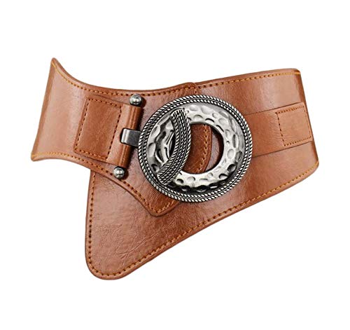 Diyafas Cinturón Ancho Elástico para Mujer Pretina Elástica Cinturones Vestido Decorativos (Marrón)