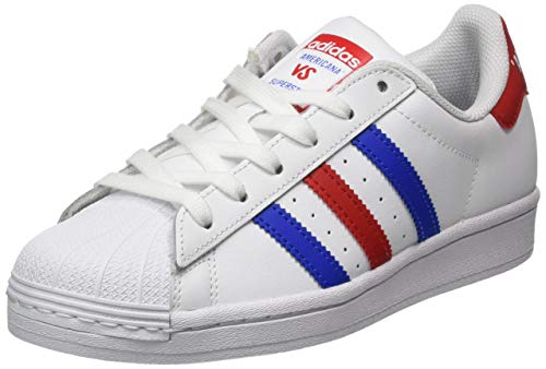 adidas Superstar J, Zapatillas Bajas, Footwear White Bright Blue Team Colleg Red, 38 EU