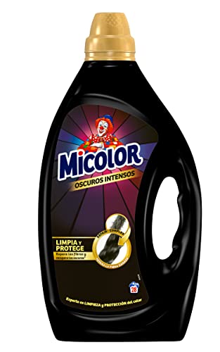 Micolor Gel Oscuros Intensos (28 lavados), detergente líquido para lavadora con tecnología de reparación de fibras, jabón para ropa