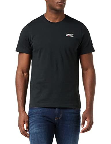 Tommy Jeans TJM Regular Corp Logo C Neck Camiseta, Negro, M para Hombre