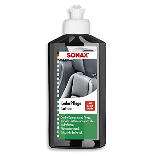 SONAX Loción para el cuidado del cuero(250 ml) con cera de abeja, limpieza y cuidado de cuero liso y sintético | N.° 02911410-544