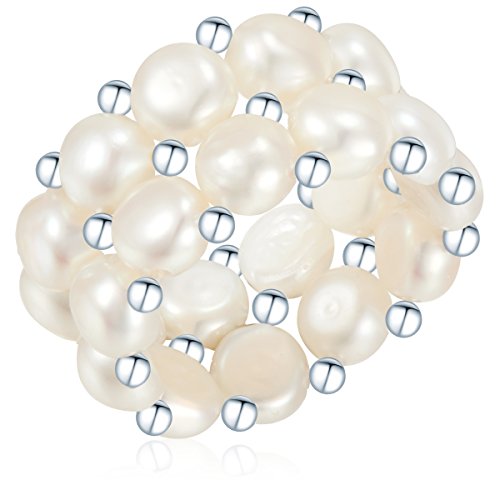 Valero Pearls Plata de ley 925 Perlas de agua dulce de cultivo Anillo de perlas
