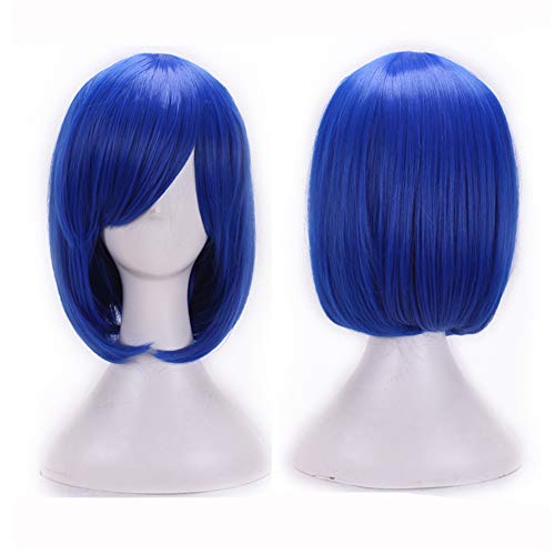 Peluca de pelo corto recto de fibra de alta temperatura de las mujeres Cosplay peluca - zafiro azul geshiglobal