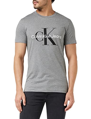Calvin Klein Jeans Core Monogram Slim tee Camiseta, Jaspeado, Gris Medio, L para Hombre