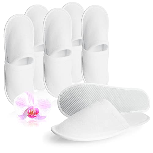 com-four® 6 pares de pantuflas de felpa - cómodas pantuflas con suela antideslizante - talla 42/43 - color: blanco (06 par blanco - 42/43)