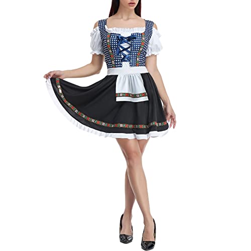 Oktoberfest - Vestido de fiesta de camarera alemana de bávara con moza de cerveza, carnaval, disfraz de Halloween, vestido largo casual, 0i-B, M