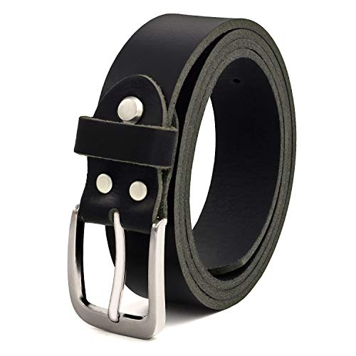 Fa.Volmer Negro Cinturón de piel de búfalo 30mm de ancho y aprox. 3-4mm de grueso, puede acortarse cinturón de piel, traje #GSw300801 (waist size (Bundweite) 110cm)