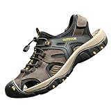 Hombre Sandalias de Verano Senderismo Exterior Trekking Casual Zapatos de Montaña Cuero Sandalias de Playa,marrón,42
