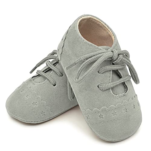 DEBAIJIA Zapatos de Bebé para 6-18 Meses Niños Niñas Primeros Pasos Pantuflas Infantiles Moda Casual Antideslizante Suave Suela Cordones 18 EU Gris Claro