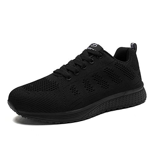 Zapatillas Deportivas Mujer Sneakers Zapatos para Correr para Niña Mujeres Running Zapatos Casuales de Mujer Ligero Respirable Atarse Negro Completo Talla 38