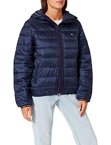 Tommy Jeans TJW Quilted Tape Hooded Jacket, Chaqueta para Mujer, Azul (Twilight Navy), L