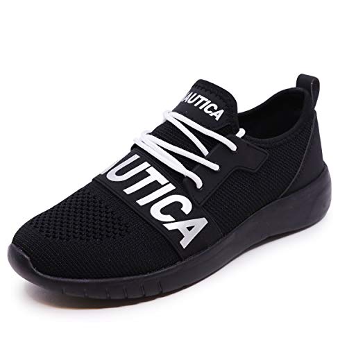 Nautica Women Fashion Sneaker Lace-Up Jogger Running Shoe-Anoki-Black-6.5