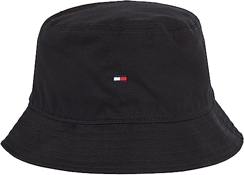 Tommy Hilfiger Hombre Gorro de Pescador Flag Bucket Hat, Negro (Black), Talla Única