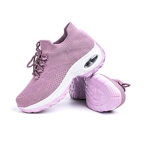 Zapatillas Deportivas de Mujer Zapatos Running Fitness Gym Outdoor Sneaker Casual Mesh Transpirable Comodas Calzado Rosa Talla 38
