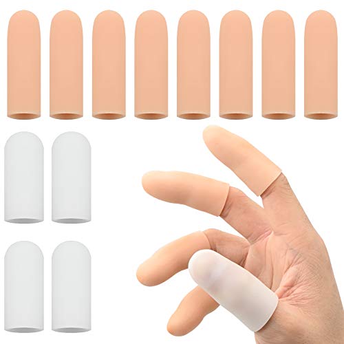 YancLife 12 piezas Protector de Dedos Gel Funda Finger Protector Casquillos Dedos Mano de Silicona Manga de Dedos,para Agrietamiento de Dedo Gatillo de Dedo