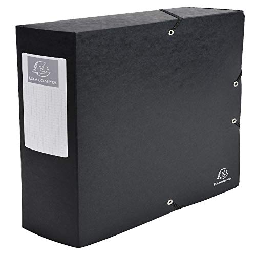 Exacompta - Ref. 50831E - 1 caja archivadora con elásticos Exabox - en tarjeta brillante de 600 g/m2 - Espalda 8 cm - Medidas 25 x 33 cm - para documentos A4 - color negro - Se entrega montada