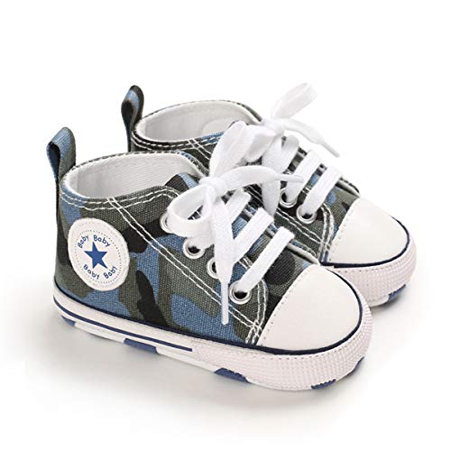 DEBAIJIA Bebé Primeros Pasos Zapatos de Lona 12-18M Niños Alpargata Suave Antideslizante Ligero Slip-on 20 EU Azul Ejército (Tamaño Etiqueta-3)