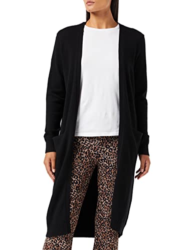 Vila Clothes Viril L/s Long Knit Cardigan-Noos Chaqueta Punto, Negro (Black), 40 (Talla del Fabricante: Large) para Mujer