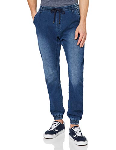 Urban Classics Pantalones de Jogging de Mezclilla Deportivos, Azul (Blue Washed 799), XL para Hombre