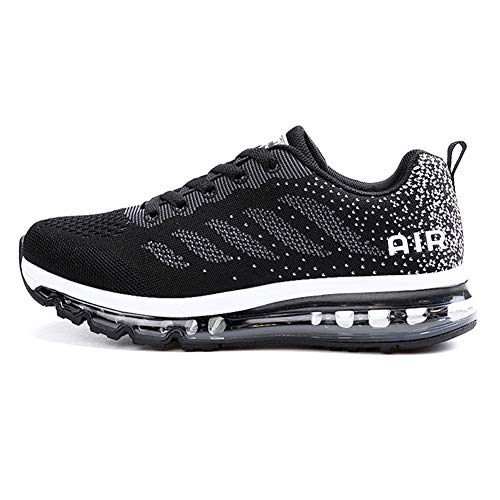 Sumateng Zapatillas de Deportes Hombre Mujer Zapatos Deportivos Aire Libre para Correr Calzado Sneakers Gimnasio Casual 833 Black White 42EU