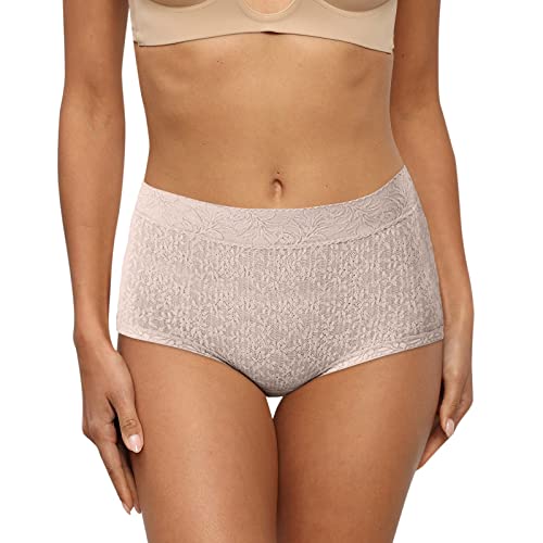 UOWEG Bonprix - Ropa interior de encaje de cintura alta para mujer, sexy, cómoda, ropa interior grande (beige, XL)