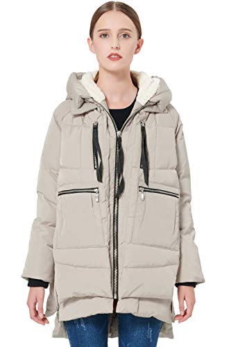 Orolay Abrigos de Plumón para Mujer Chaqueta Mujer Invierno Down Hooded Jacket Beige XL