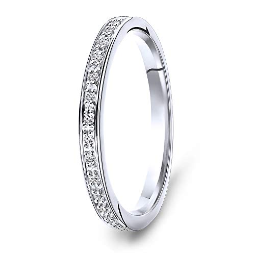 Miore anillo de eternidad para mujer en oro blanco de 9 kt 375 con diamantes de 0,05 quilates