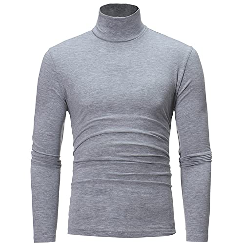 NC - Camisas de cuello alto para hombre, de manga larga, ajustadas, informales, ajustadas, color gris, talla XL