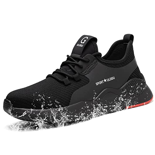 ZOEASHLEY Zapatos De Seguridad para Hombre Mujer Impermeable Calzado De Trabajo Ligero Transpirable Zapatillas de Trabajo con Punta de Acero Negro022 36