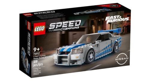 LEGO Speed Champions 76917 2 Fast 2 Furious Nissan Skyline GT-R (R34) 2023 nuevo juego de 9+ 319 piezas de juguete de ladrillo de construcción lleno de detalles auténticos