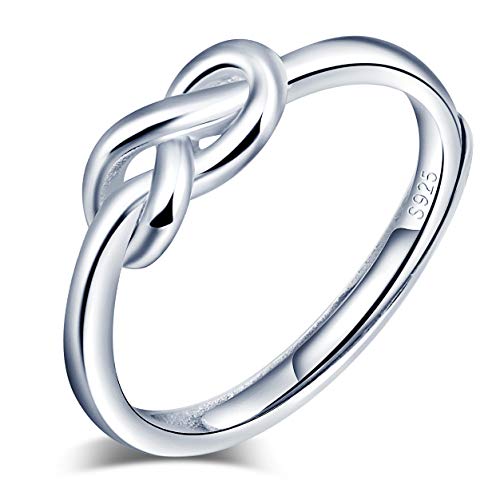 Anillo abierto de plata de ley 925 para mujer, con símbolo de infinito, plata, anillo de boda, tamaño ajustable, Anillo de compromiso