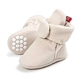 Lacofia Zapatos de calcetín de bebé Invierno Botas Antideslizantes de Suela Blanda para bebé niño o niña Beige 6-12 Meses