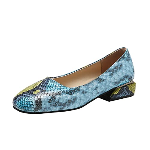 HolAngela Zapatos Mujer Ancho Especial Delicados Primavera y Verano Mujer Zapatos Casuales Tacón bajo Patrón de Plana Bailarinas Doradas Niña (Blue, 38)