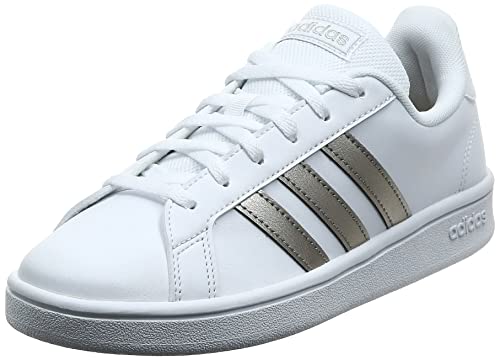 Adidas Grand Court Base, Zapatillas de Deporte Mujer, Blanco (White/Platin Metallic/White), 36 EU