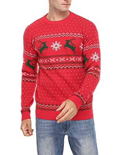 Bresdk Jersey Navideño Mujer y Hombre Unisex Cálido Acogedor Jersey Navidad Pareja con Cuello Redondo Suéter de Navidad Familia Invierno