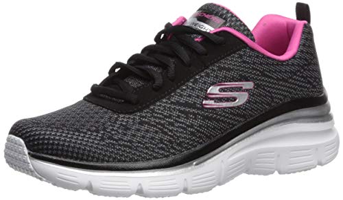 Skechers FASHION FIT BOLD BOUNDARIES, Zapatillas para correr para Mujer, Black Mesh / Hot Pink Tirm, 37 EU